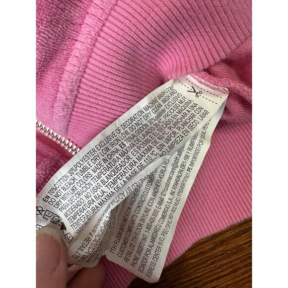 Juicy Couture x Forever 21 Velour Pink Rhinestone Hooded Zip Up Hoodie Jacket MD - Picture 5 of 9